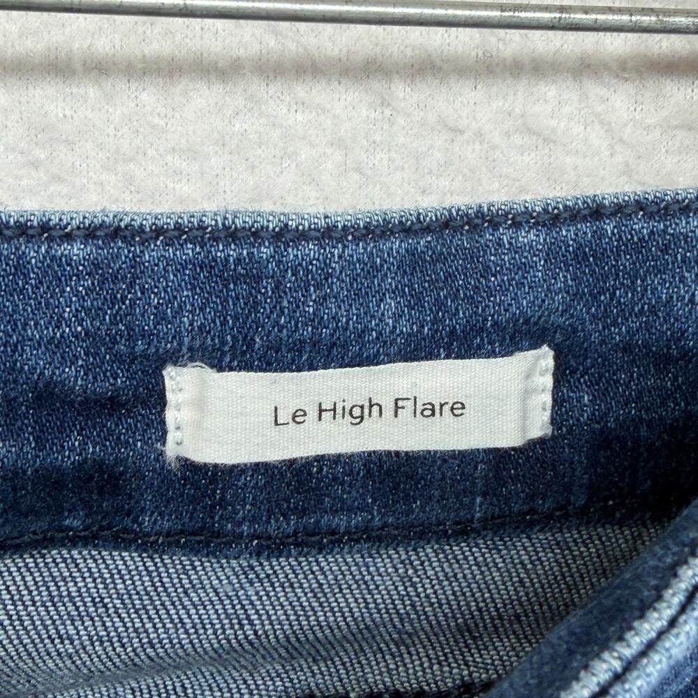 FRAME Jeans Womens 28 Le High Flare Trapunto Stitch Stretch Denim Aurora Blue - Picture 7 of 13